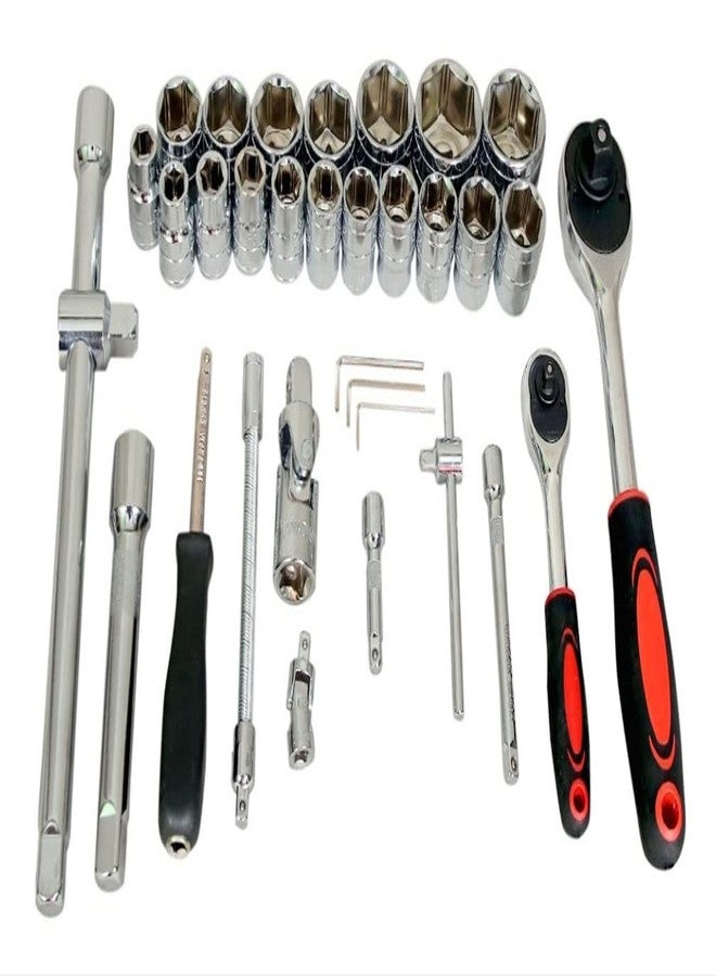 VOLTZ VZ-TK-94 Pcs Sleeve Tool Set For Mechanics Repair Tool Kit Flat Standard 1/4,1/2 Socket Set And Ratchet Set Universal Joint Plastic Toolbox Storage Set - Image 2